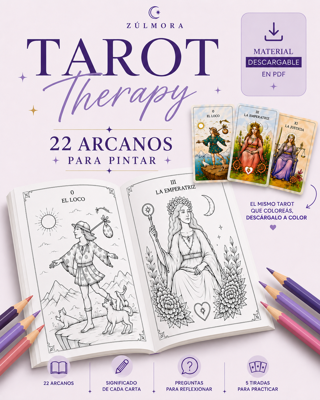 Portada de Tarot Therapy para Colorear
